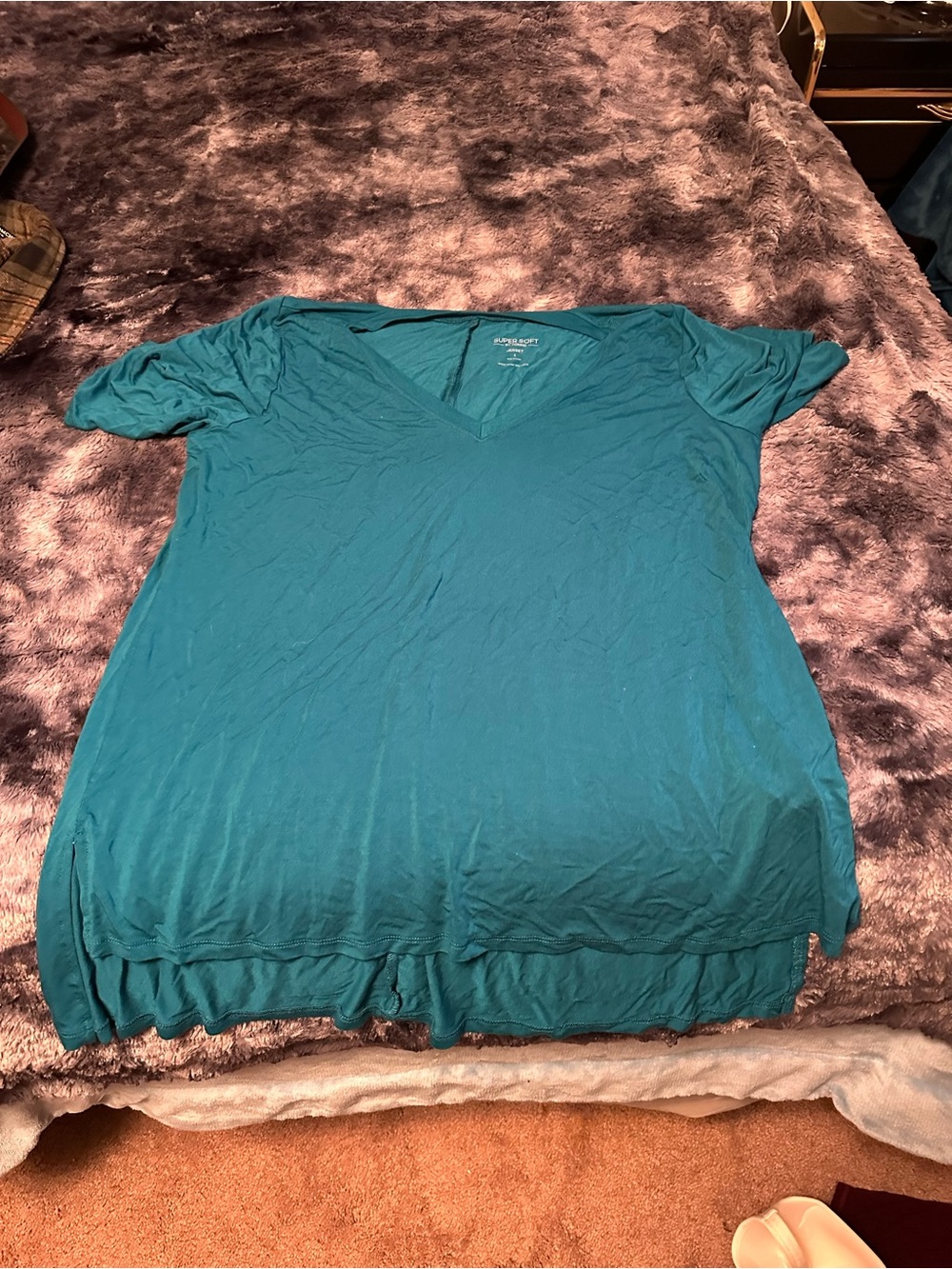Torrid Jersey Teal V-Neck Short Sleeve Women's Top